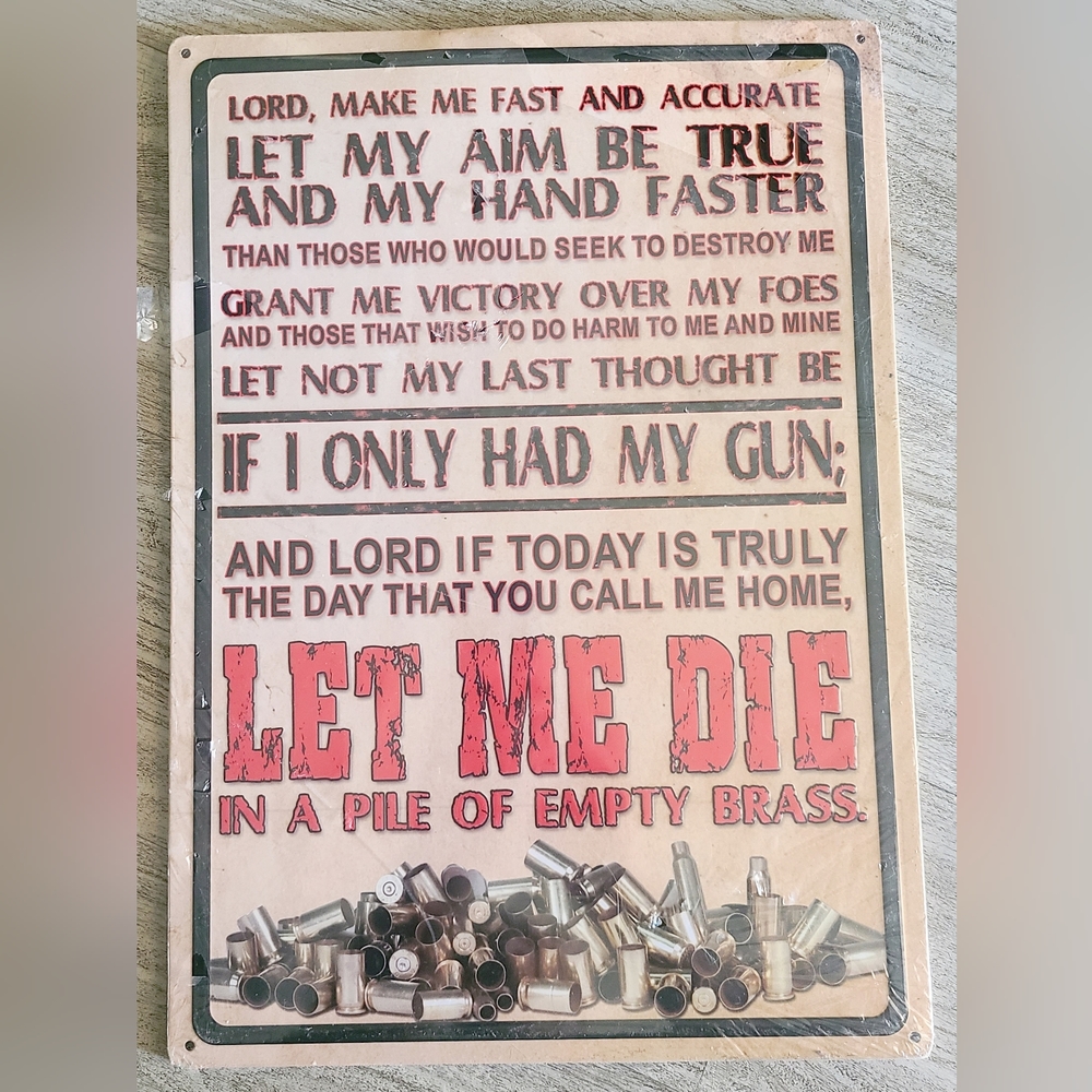 Military Lord's Prayer Tin Sign With Predrilled Mounting Holes